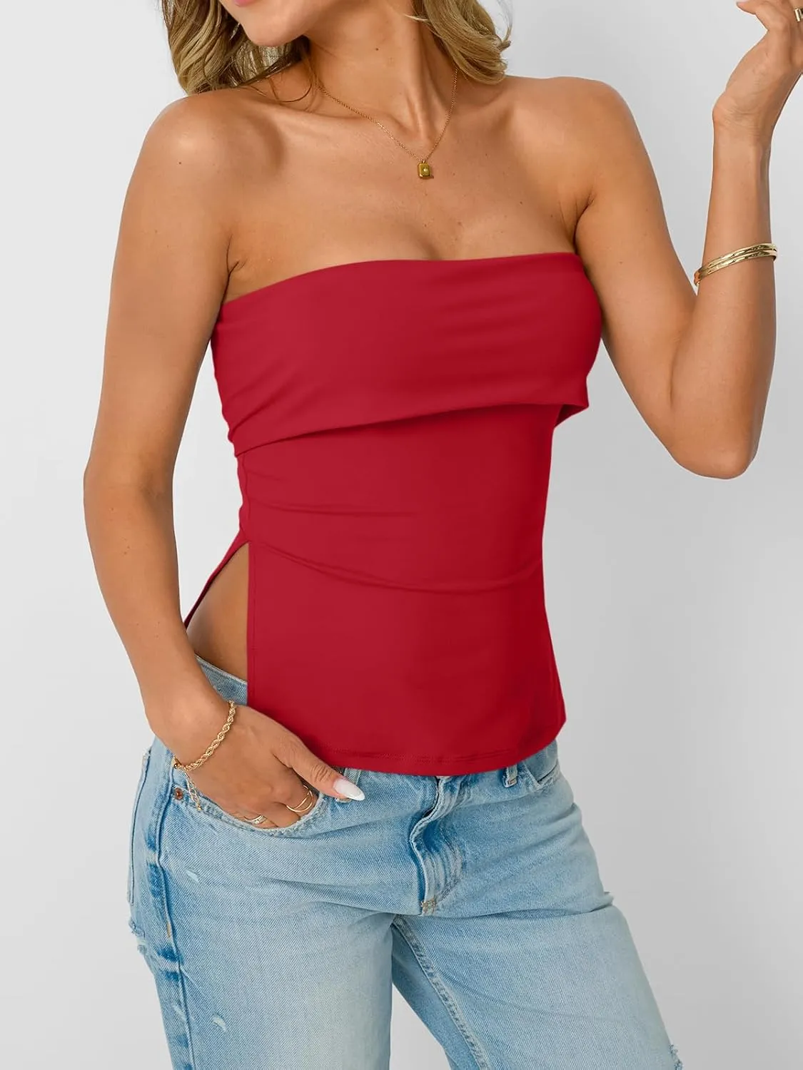 AUTOMET Going Out Tube Tops for Women 2025 Trendy Summer Off Shoulder Backless Cute Work Shirts Vacation Top Y2k Outfits