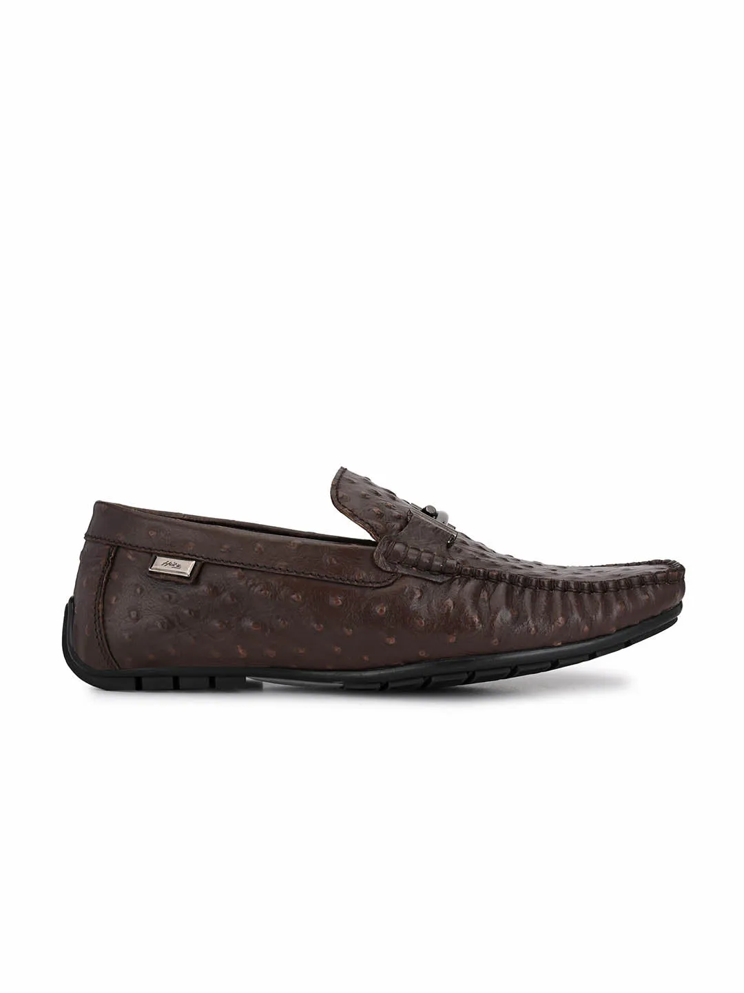 HITZ7605 Men's Brown Leather Casual Slip-On Shoes
