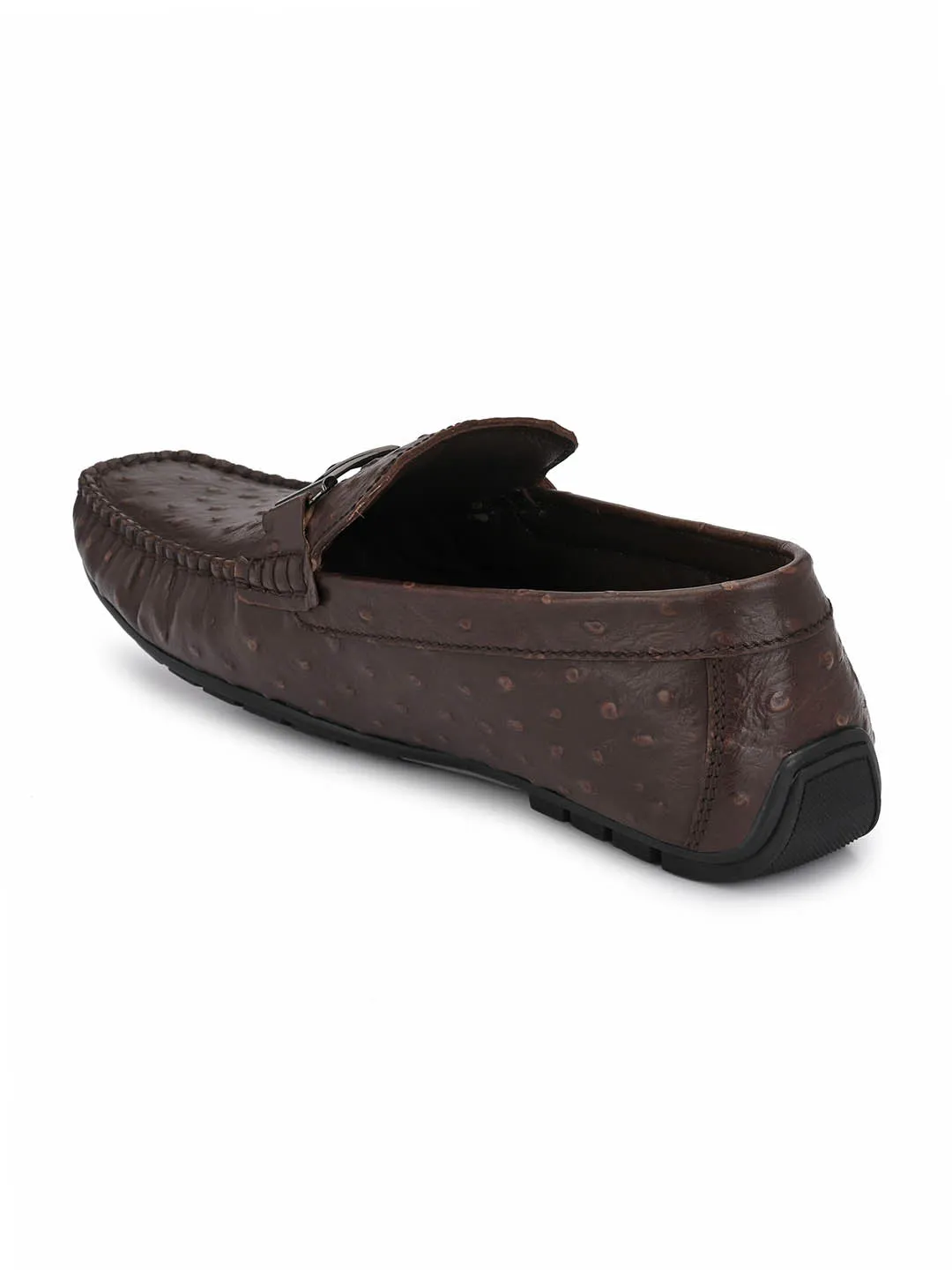 HITZ7605 Men's Brown Leather Casual Slip-On Shoes