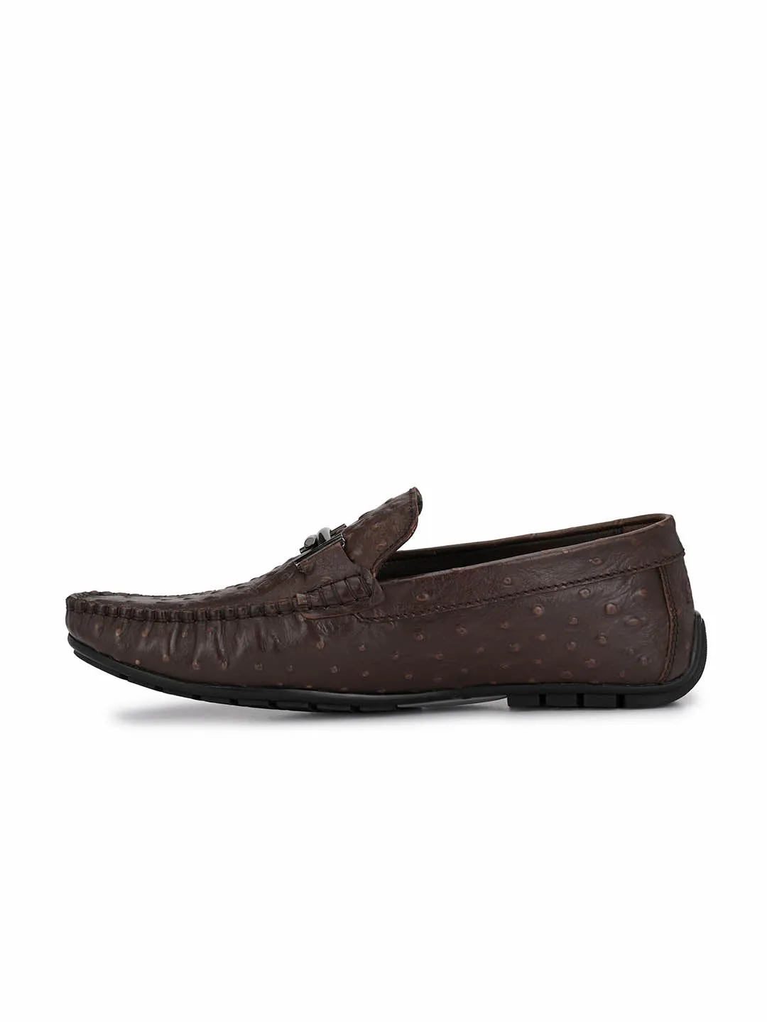 HITZ7605 Men's Brown Leather Casual Slip-On Shoes