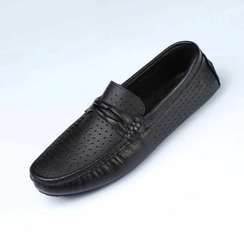 Hnzxzm Fashion Men Leather Casual Loafers Black Spring Summer Youth Breathable Moccasin Shoes Outdoor Business Formal Office Loafers