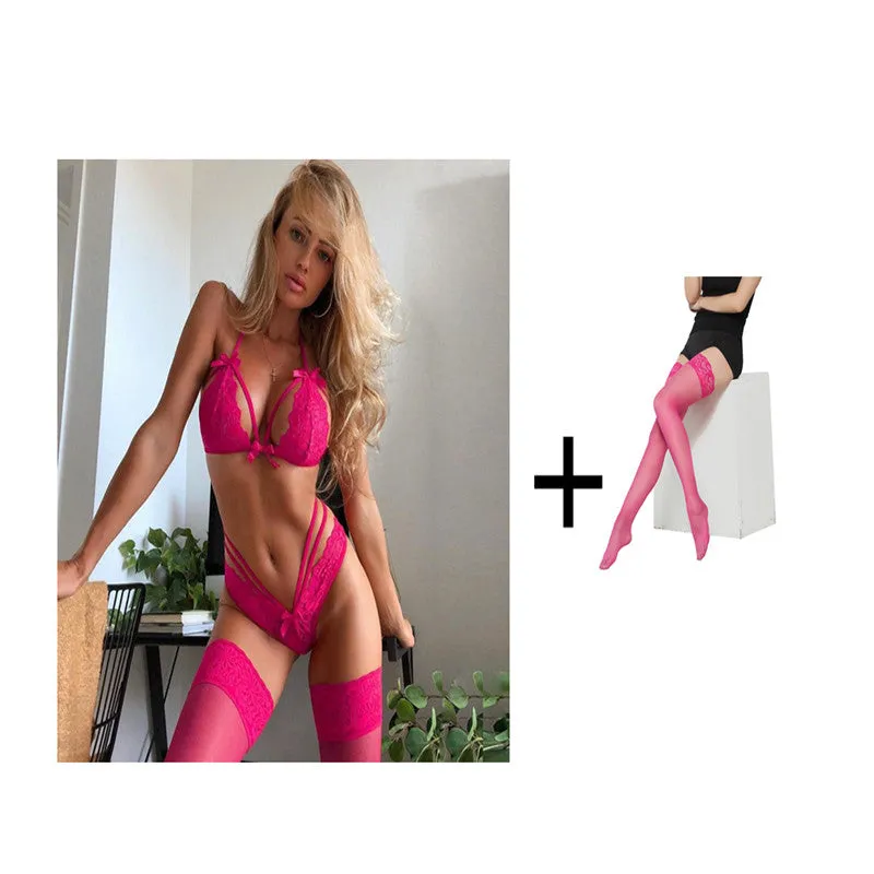 Lace sexy lingerie 3 pieces set or 2 pieces set