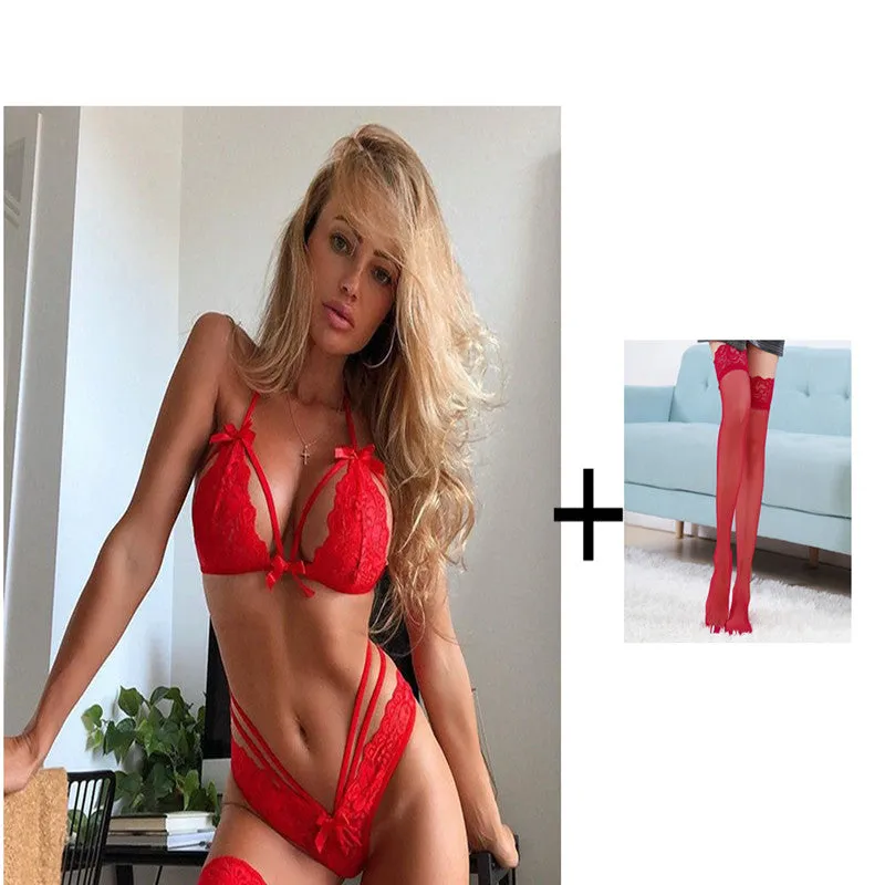 Lace sexy lingerie 3 pieces set or 2 pieces set