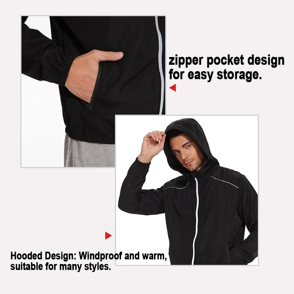 LAZAWG Lightweight Waterproof Rain Jacket Men Windproof Raincoat with Hood for Golf Cycling Running Ventures