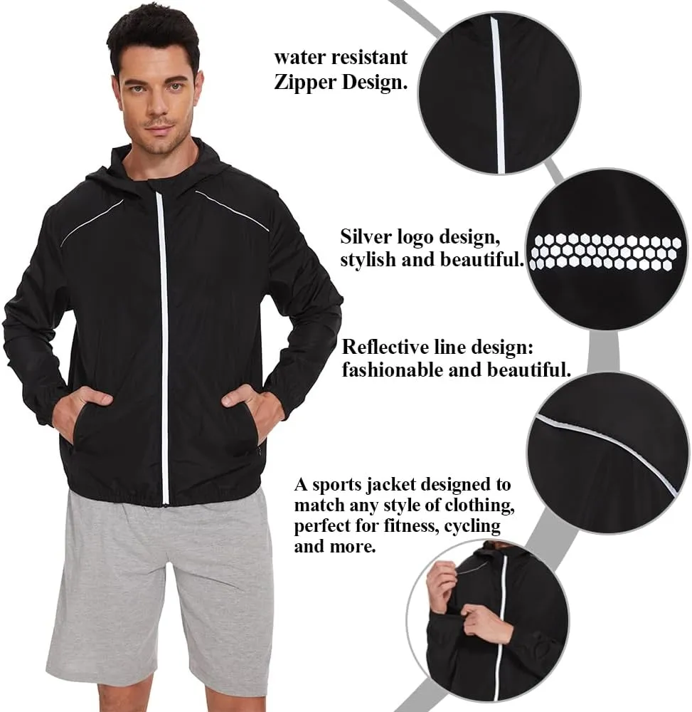LAZAWG Lightweight Waterproof Rain Jacket Men Windproof Raincoat with Hood for Golf Cycling Running Ventures