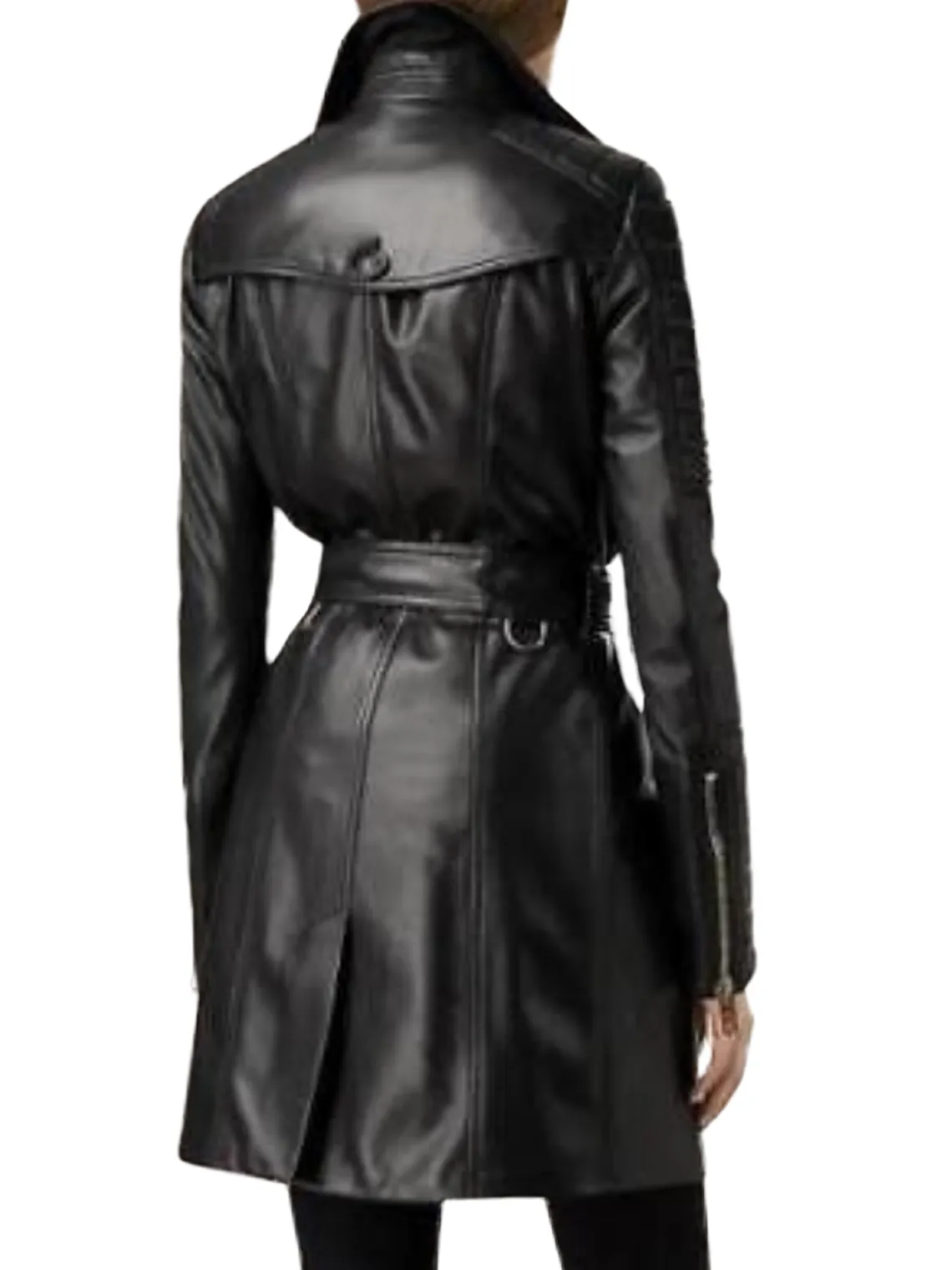 Leather Trench coat for women Leather long coat Black Leather Trench Coat