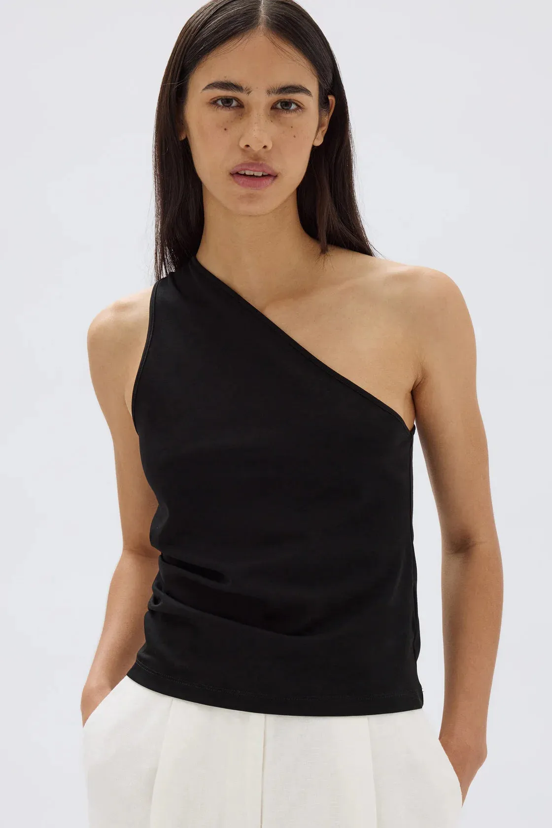 Orchid Jersey One Shoulder Top - Black