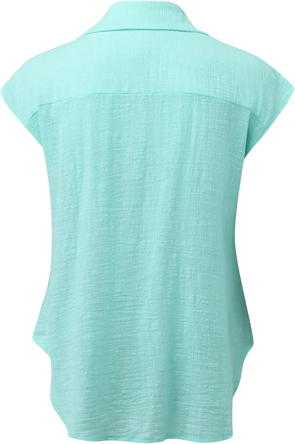 Summer Tops for Women 2024 Trendy Cotton Linen Button Down Shirts Dressy Cap Sleeve Collared Business Casual Blouses
