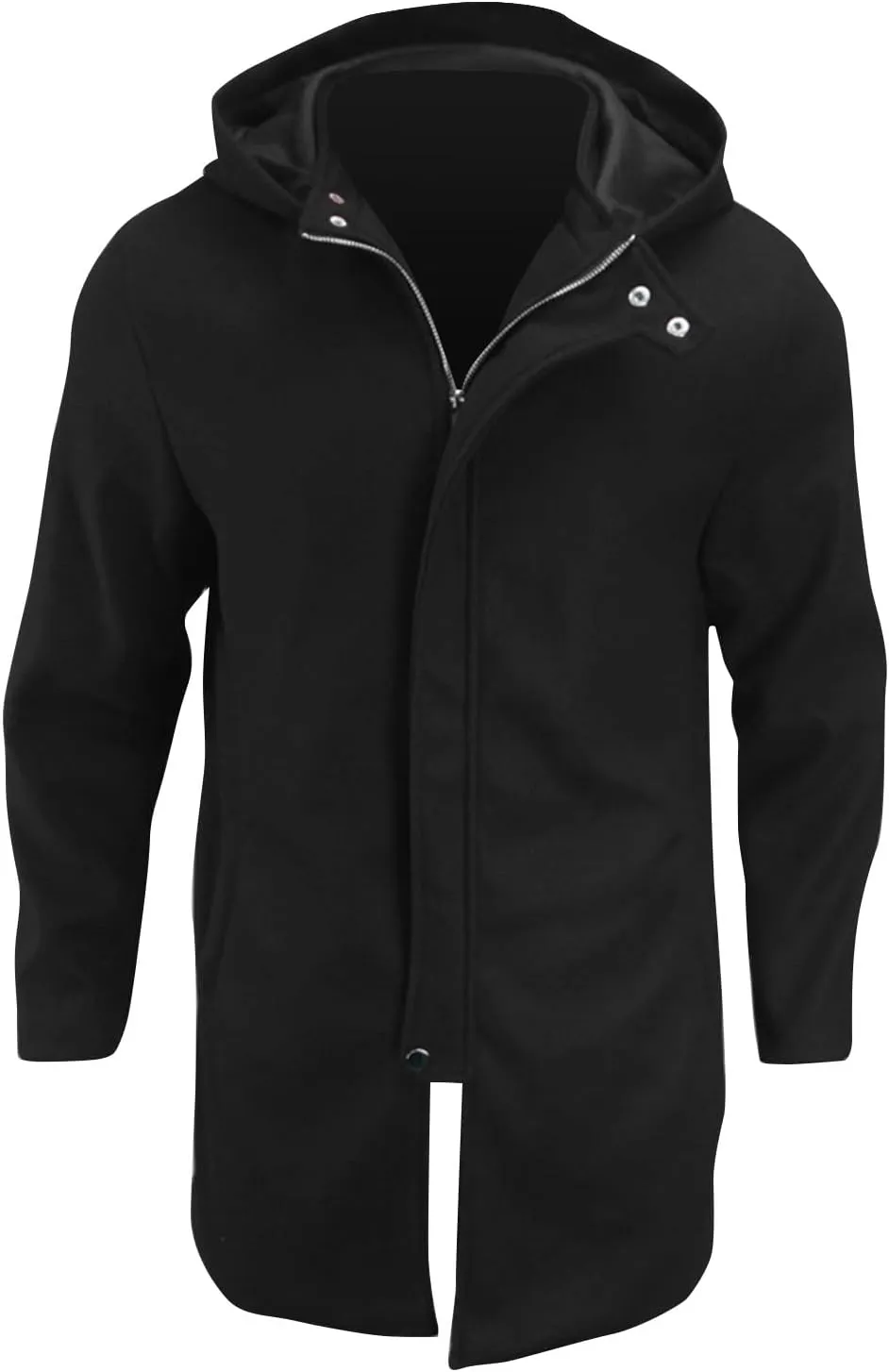 Trench Coat Men Wool Blend Double Breasted Notched Lapel Slim Fit Mid Long Windbreaker Causal Business Overcoat