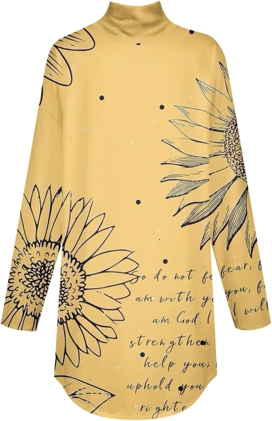 Tunic Tops for Women Loose Fit Fall Long Sleeve Shirts Mock Neck Work Tops Turtle Neck Side Split Floral Print Blouses