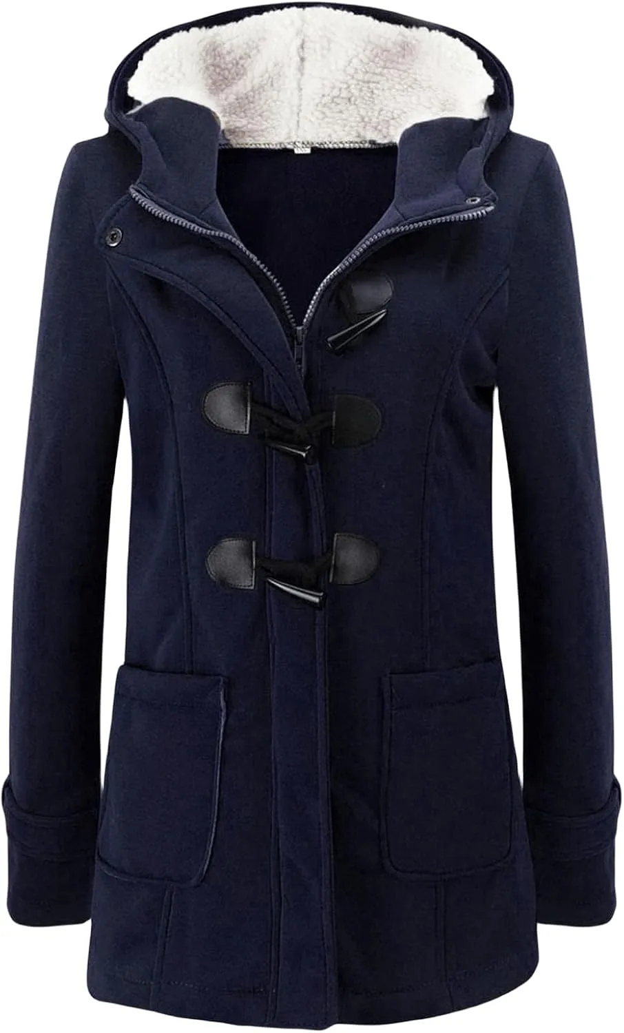 Winter Coats for Women 2024 Fashion Zipper Hooded Jacket Warm Lightweight Fleece Plush Comfy Wool Coats with Pockets