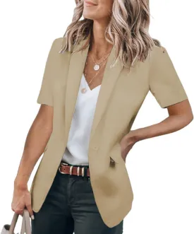 Women Business Casual Blazers Short Sleeve Lapel Open Front Jackets Lapel Jacket Blazer Work Office Blazers