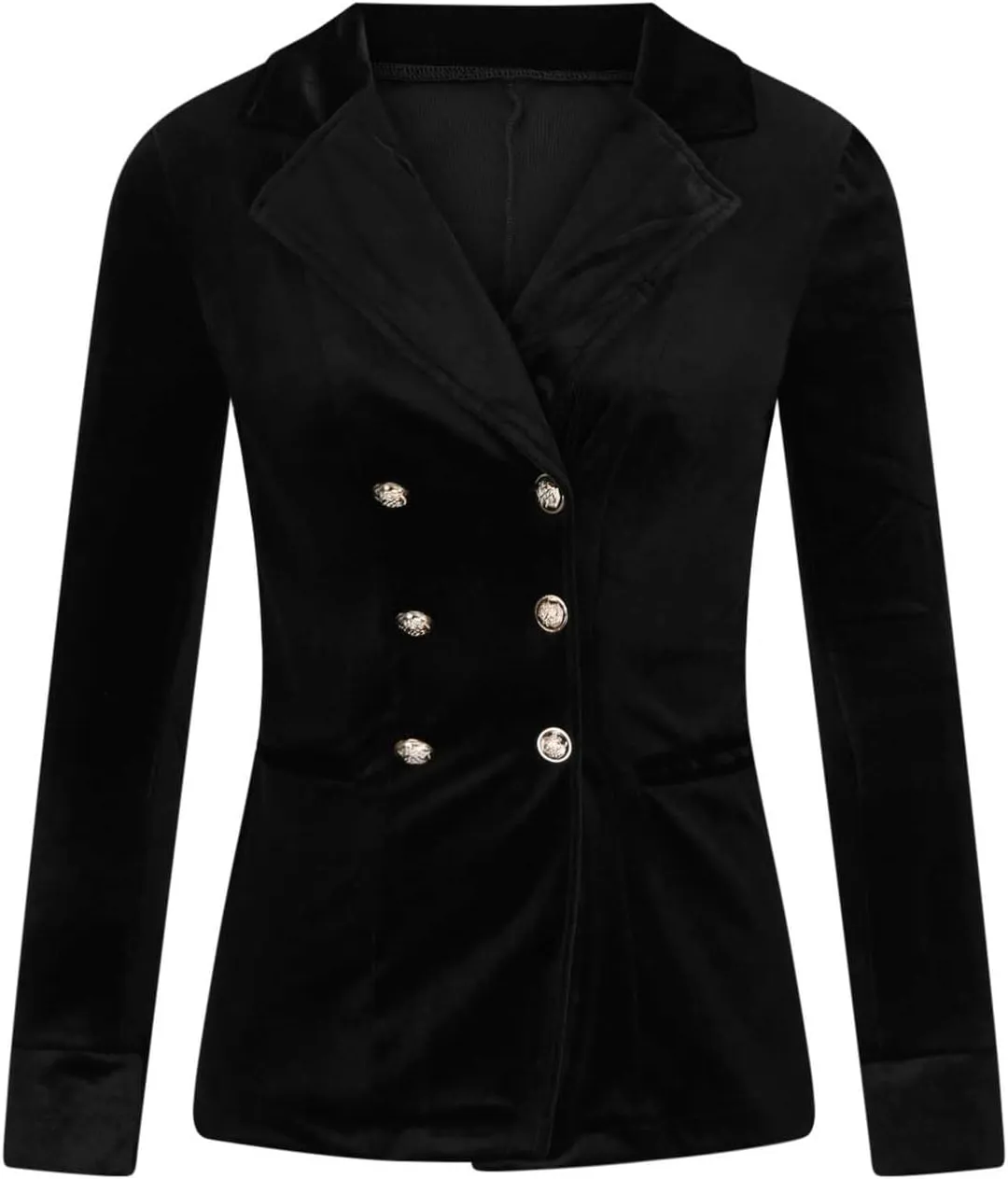 Women's Velvet Retro Jacket Long Sleeve Solid Color Casual Lapel Mid-Length Top Slim Fit Business Blazer Shirts Tops