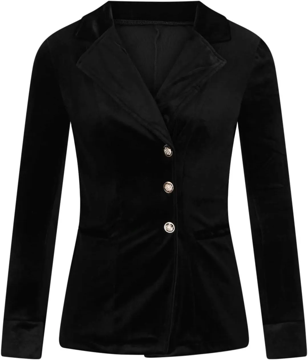 Women's Velvet Retro Jacket Long Sleeve Solid Color Casual Lapel Mid-Length Top Slim Fit Business Blazer Shirts Tops