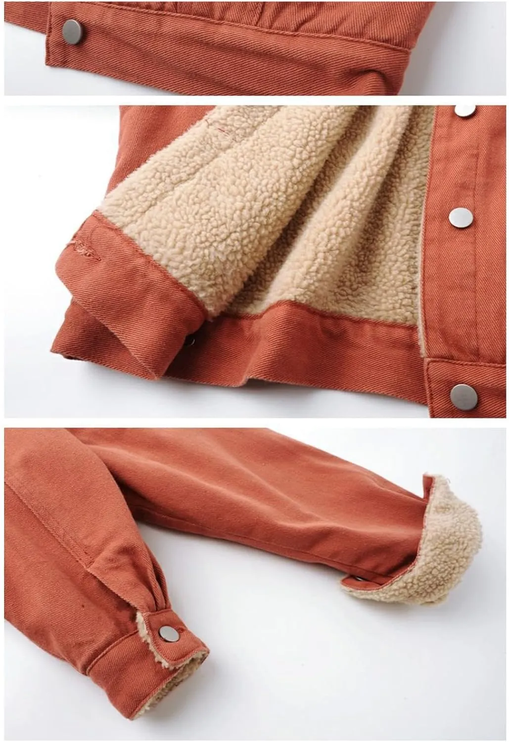 Womens Winter Warm Jean Jacket Stand Collar Wool Liner Sherpa Denim Coats Fleece Lined Denim Trucker Jacket Outerwear