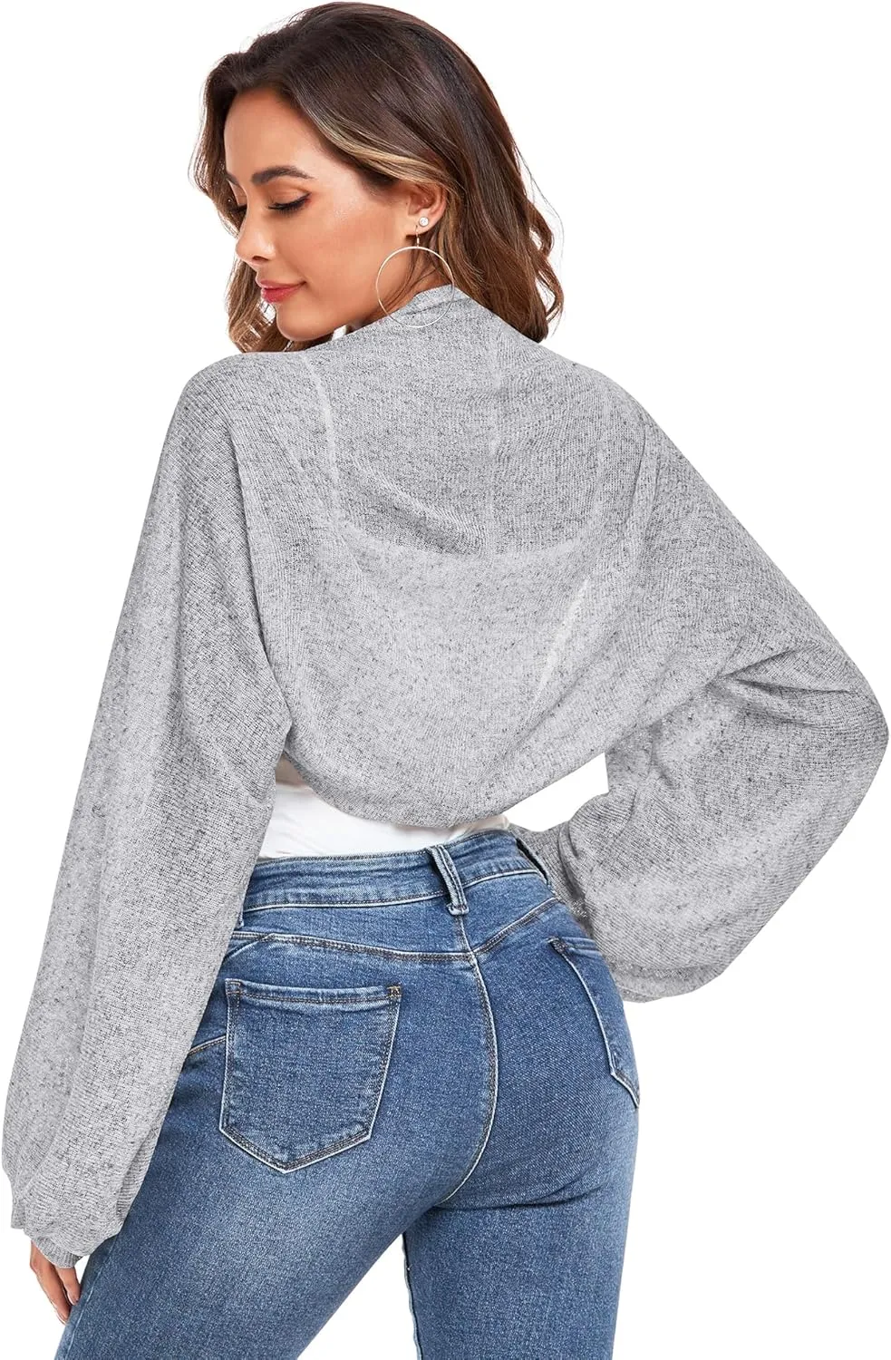 ZAFUL Women's Sheer Shrug Y2K Long Sleeve Cardigans 2025 Irregular Tie Front Bolera