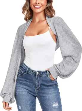 ZAFUL Women's Sheer Shrug Y2K Long Sleeve Cardigans 2025 Irregular Tie Front Bolera