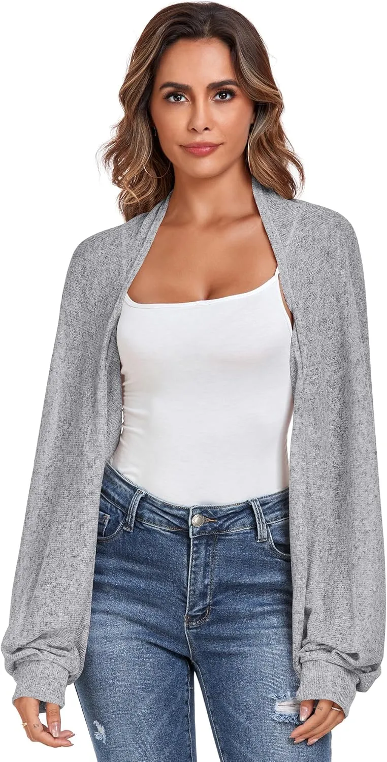 ZAFUL Women's Sheer Shrug Y2K Long Sleeve Cardigans 2025 Irregular Tie Front Bolera
