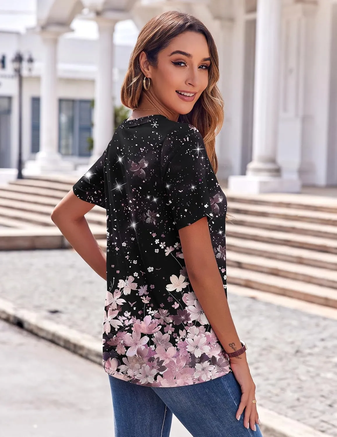 Zeagoo Womens Summer Tops Casual Short Sleeve V Neck Shirts Business Dressy Work Blouses